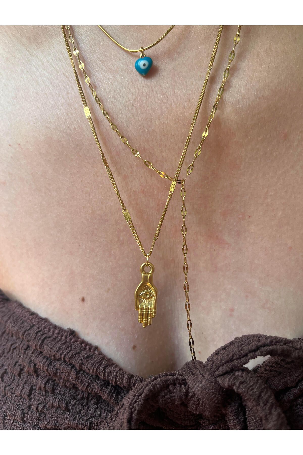 Hoop jewelery ÇELİK GÖZ EL KOLYE