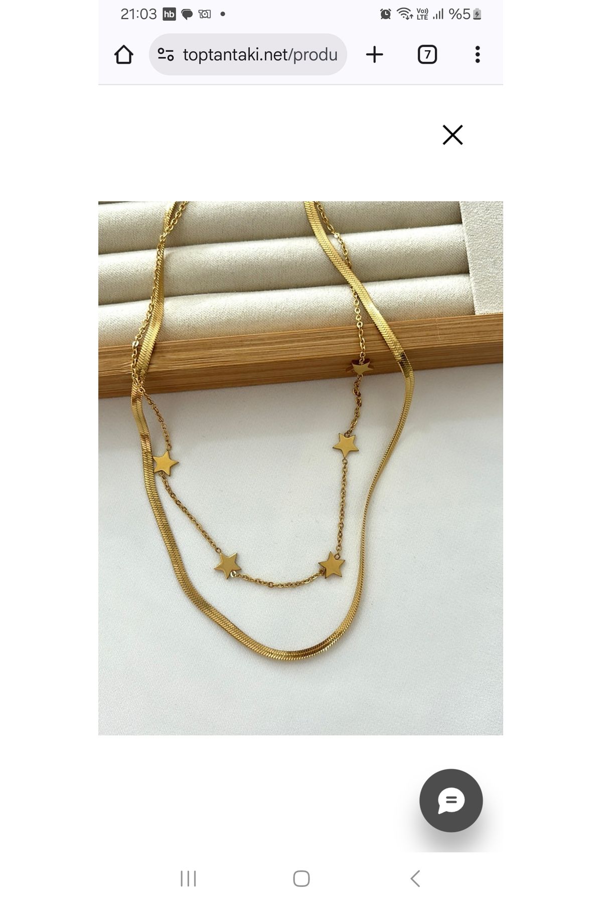 BESMYAR JEWELS Yildiz Detaylı Ezme Zincir İkili Kolye