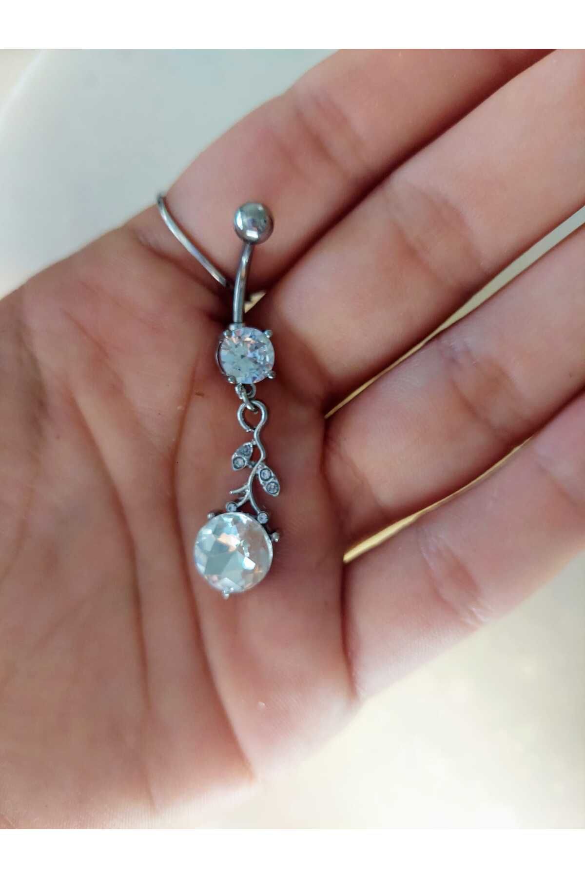 Butik göbek piercing sallantılı çelik