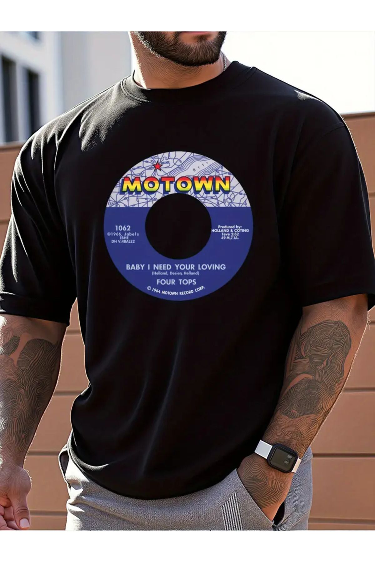 AEMİ Unisex Motown Baskılı Oversize Bisiklet Yaka T-shirt