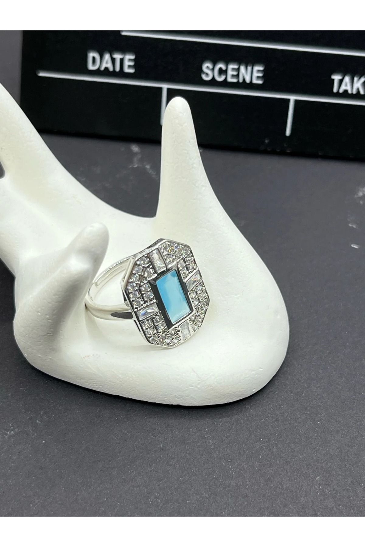 BESMYAR JEWELS Mavi Taşlı Ayarlanabilir Yuzuk