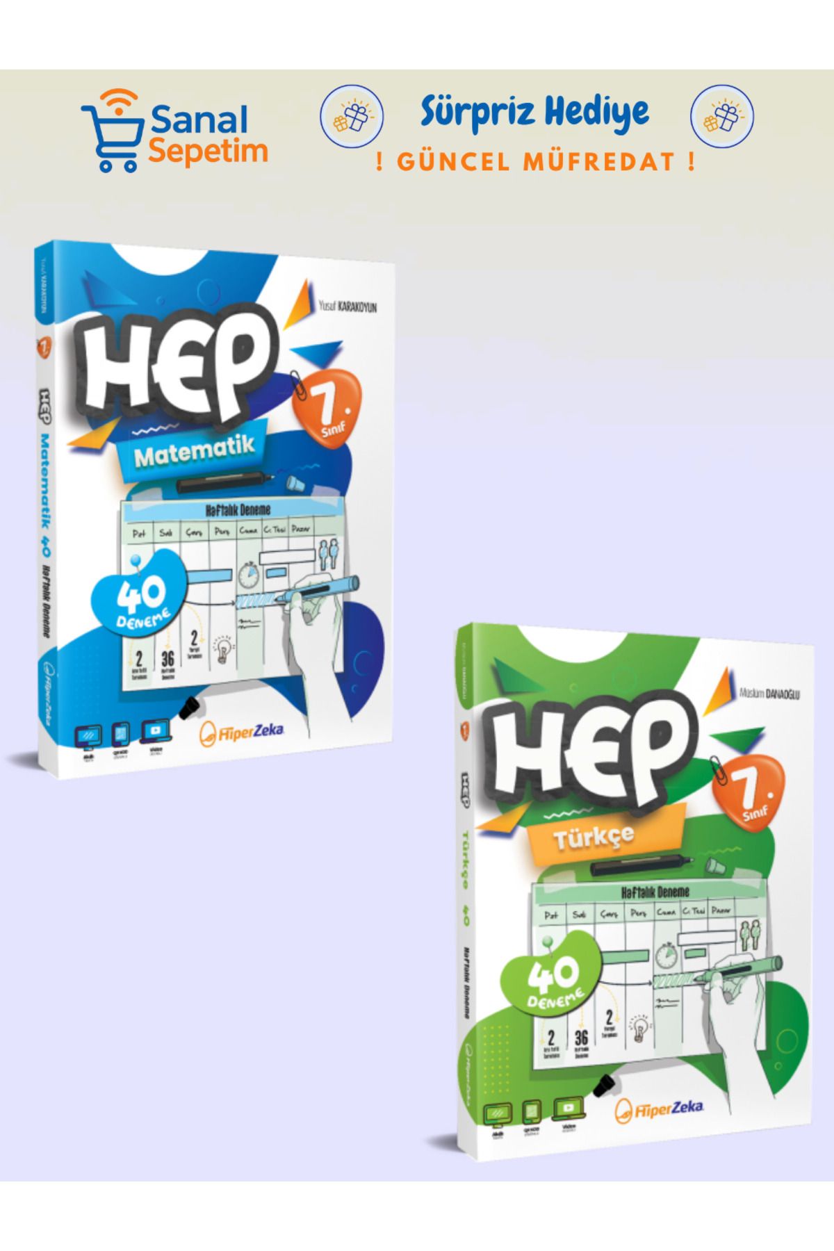 hiper zeka 7. Sınıf HEP Matematik + Türkçe Haftalık Deneme S.B. SET