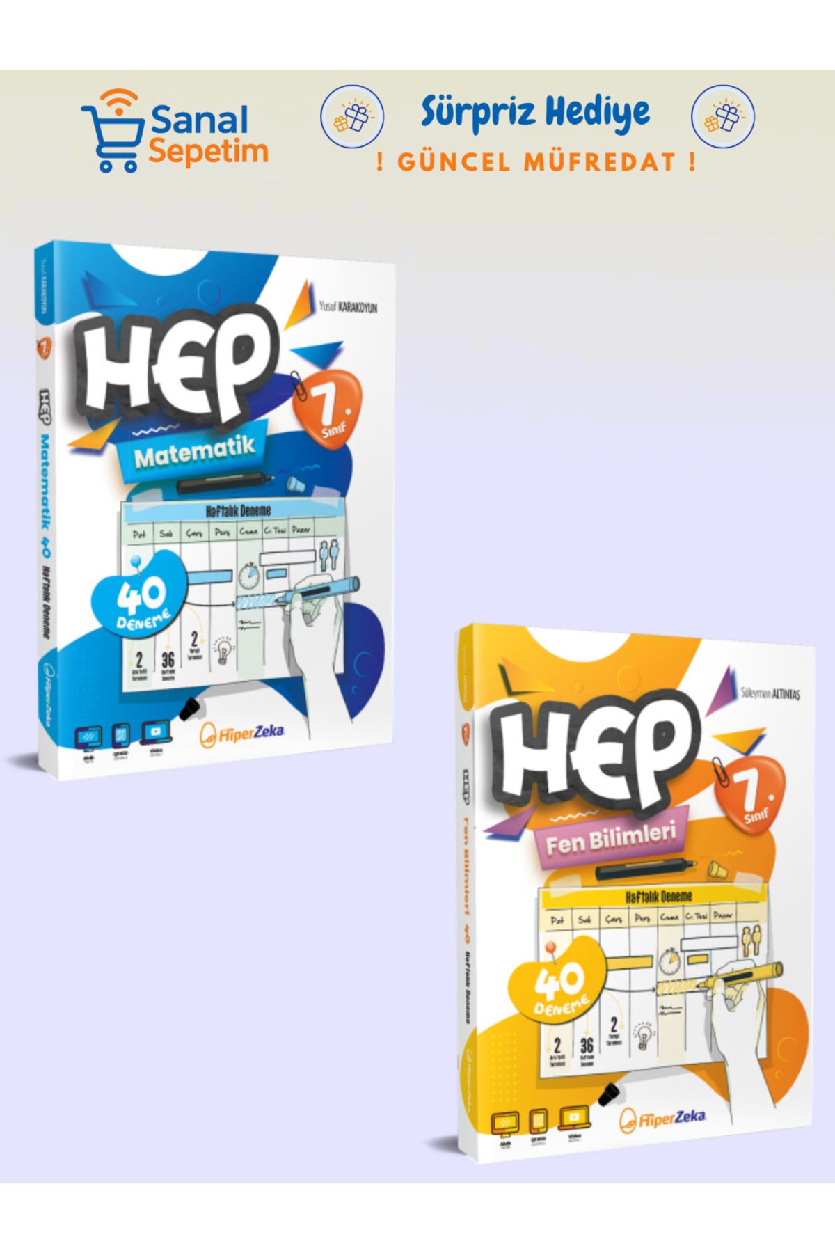 hiper zeka 7. Sınıf HEP Matematik + Fen Bilimleri Haftalık Deneme S.B. SET