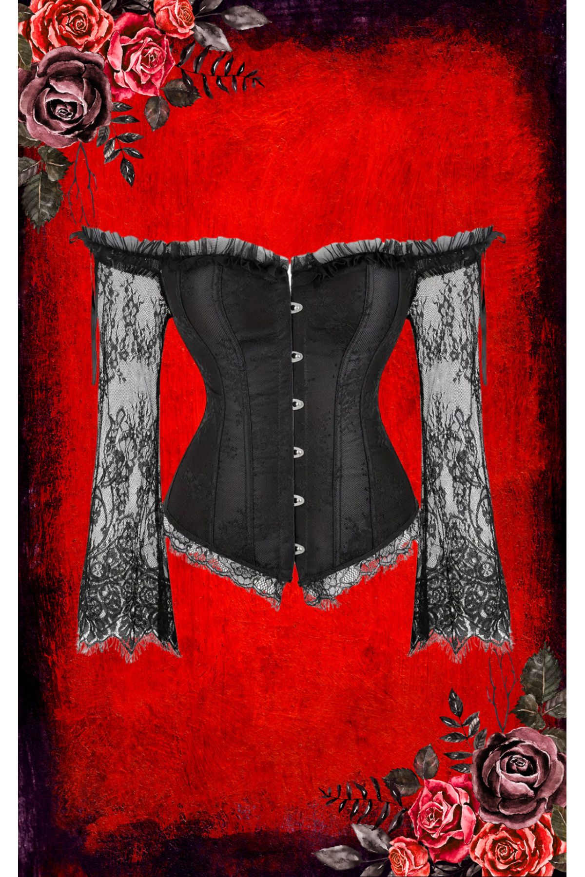 Sheinside Dantel Kollu Gotik Korse