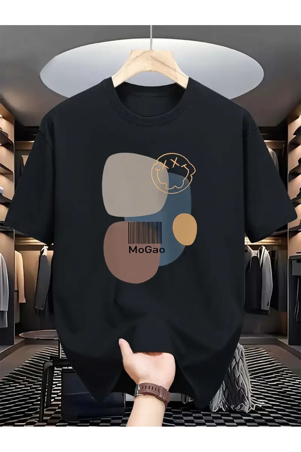 AEMİ Unisex Baskılı Oversize Bisiklet Yaka T-shirt