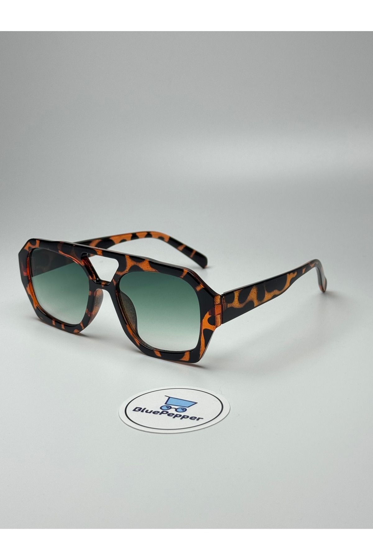 BluePepper BROOKLYN LEOPAR GÜNEŞ GÖZLÜĞÜ Geometrik Çerçeve 55 ekartman