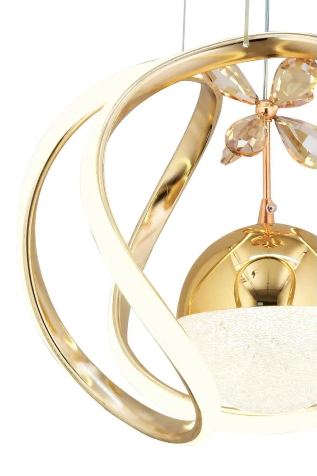 XİGENON Ledora Gold 3 renkli tasarım ledli özel taşlı modern tekli avize