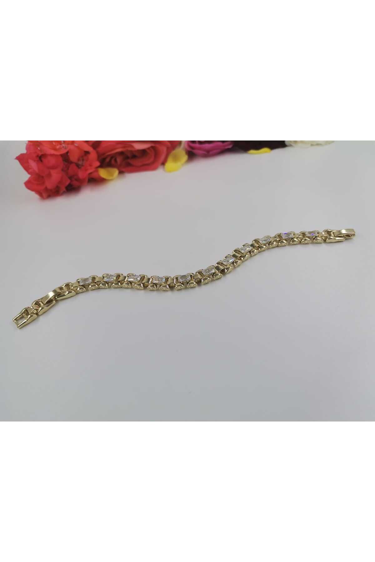Wibex accessory 14.K Altın Kaplama Zirkon Ve Kristal Taşlı Bileklikler (NOT) Ürünlerin 2.CM Daraltması Mevcut
