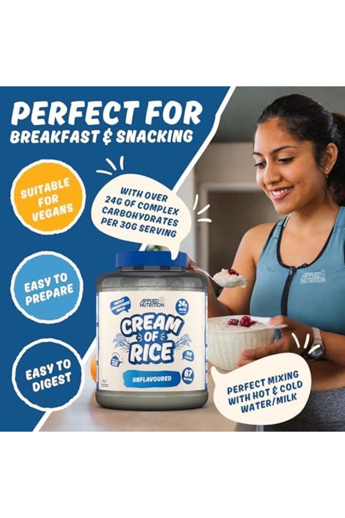 applied nutrition-Cream of Rice - High Carbohydrate Cream of Rice Supplement, Source of Energy for B 6