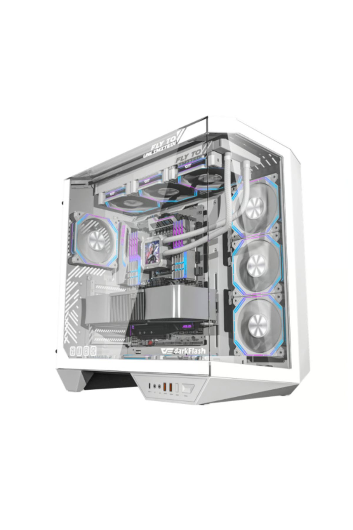 Dark Flash-DarkFlash DY470 ATX With 4 Fans ARGB Computer Case Mid Tower - White 1