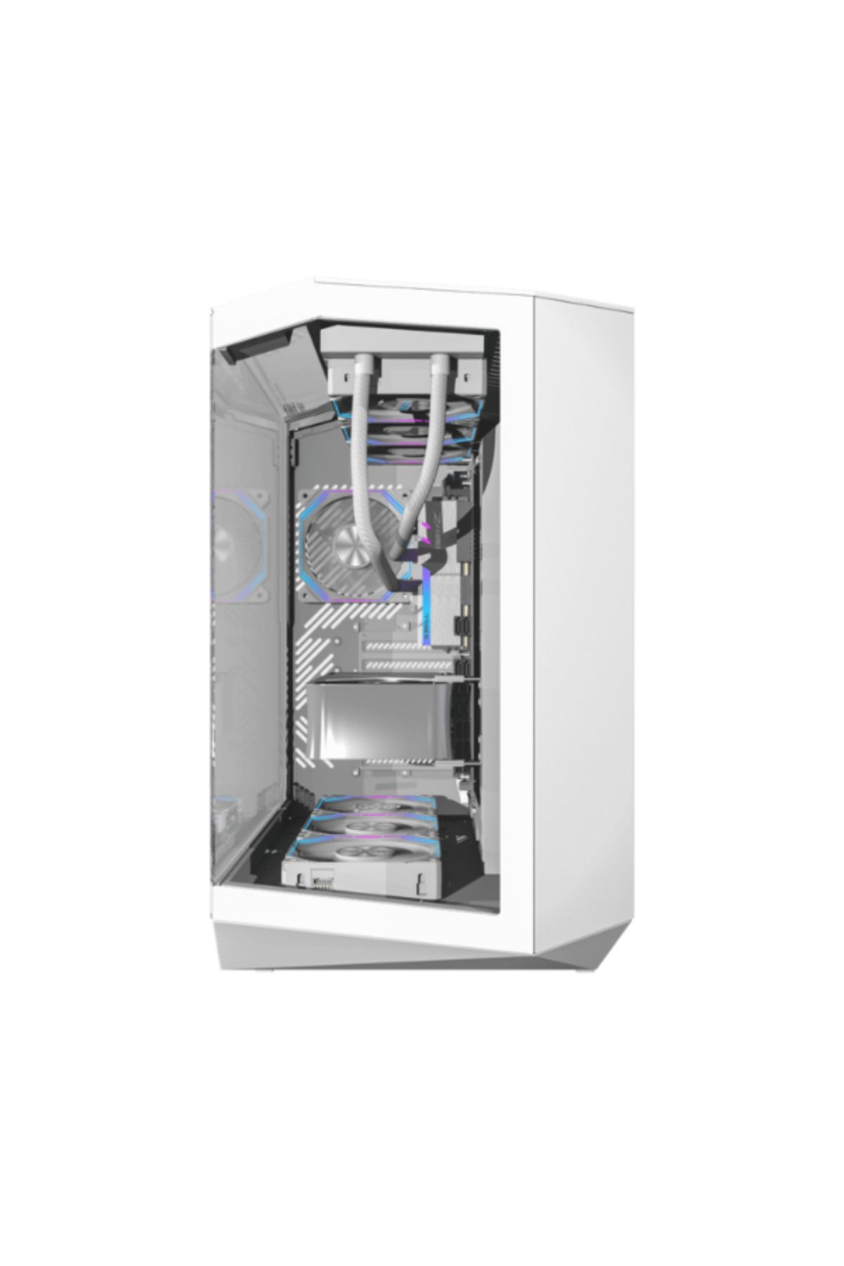 Dark Flash-DarkFlash DY470 ATX With 4 Fans ARGB Computer Case Mid Tower - White 4