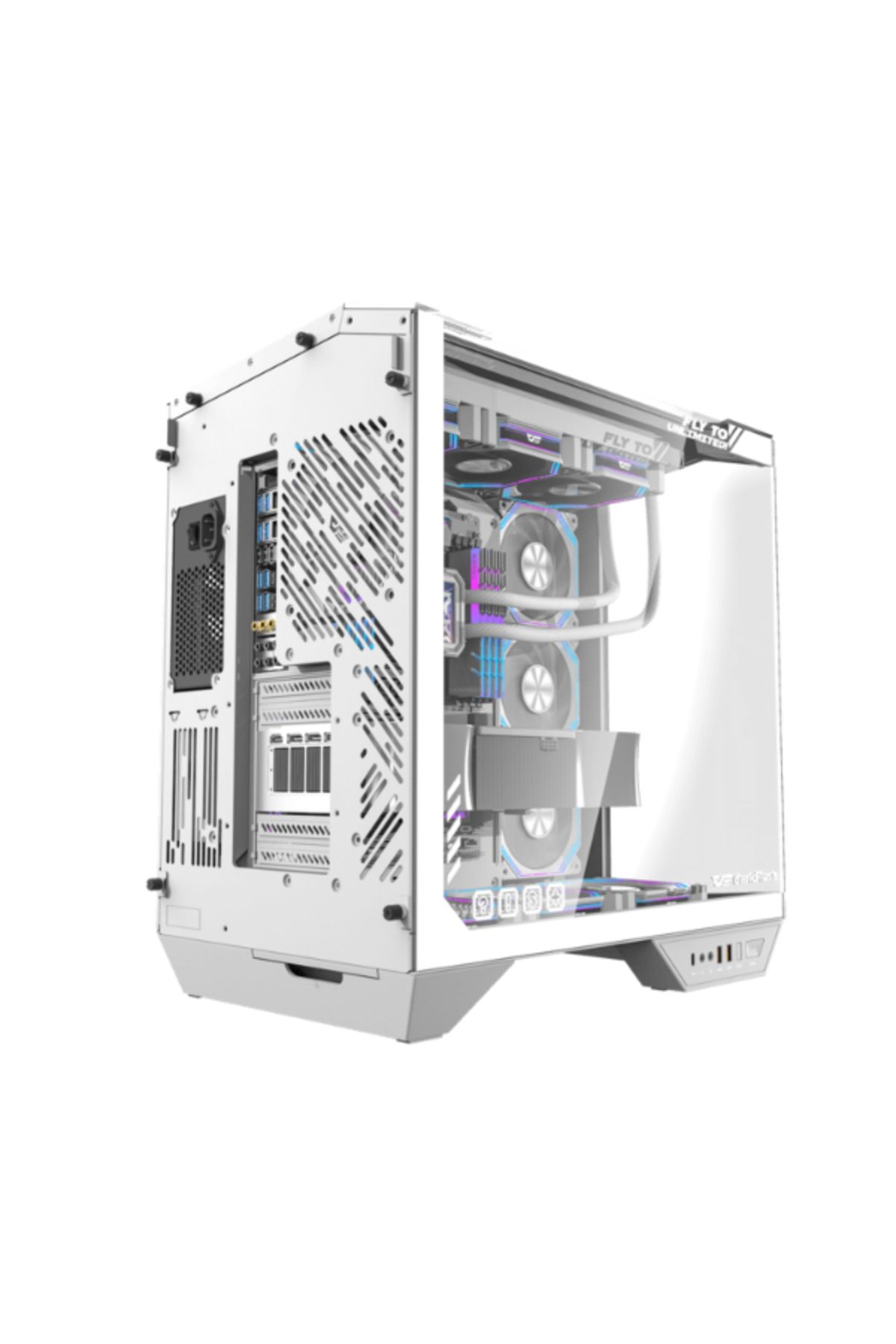 Dark Flash-DarkFlash DY470 ATX With 4 Fans ARGB Computer Case Mid Tower - White 5