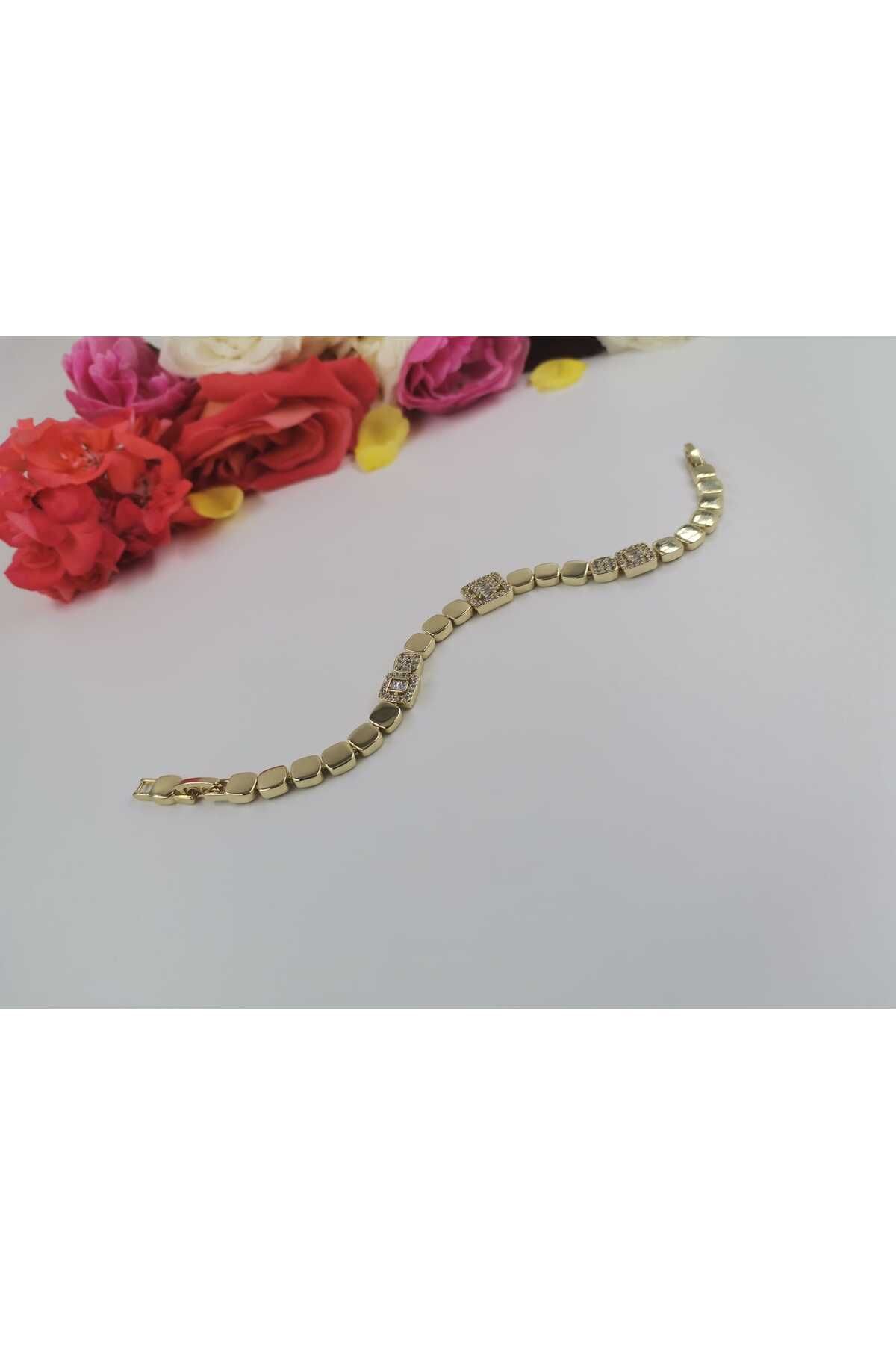 Wibex accessory 14.K Altın Kaplama Zirkon Ve Kristal Taşlı Bileklikler (NOT) Ürünlerin 2.CM Daraltması Mevcut