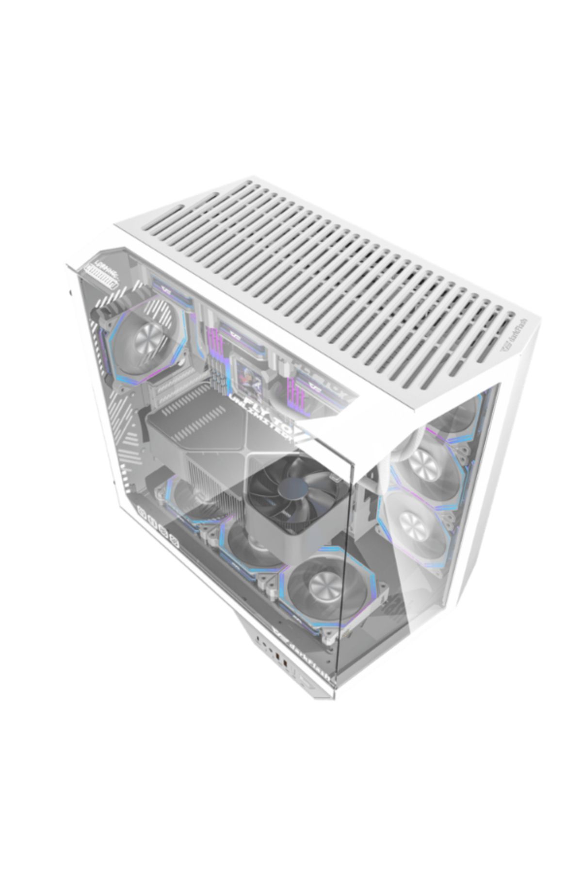 Dark Flash-DarkFlash DY470 ATX With 4 Fans ARGB Computer Case Mid Tower - White 3