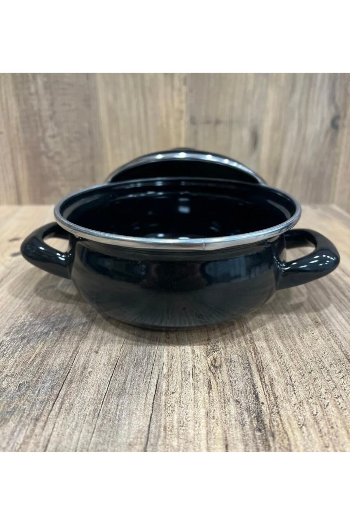 abnturk 16 Cm Siyah Küçük Boy Emaye Tencere Bebek Mama Yemek Tenceresi fotoğrafı 4 (önizleme)