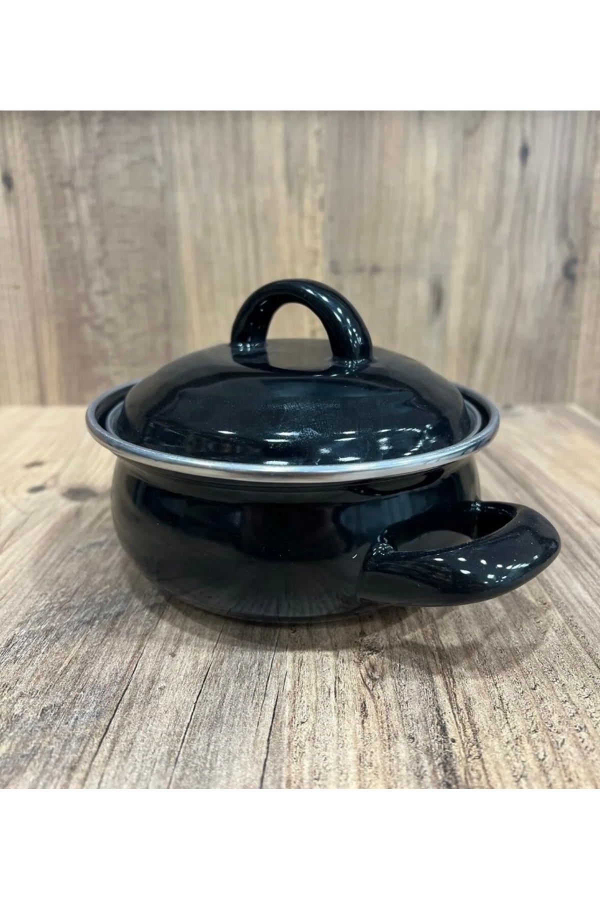 abnturk 16 Cm Siyah Küçük Boy Emaye Tencere Bebek Mama Yemek Tenceresi fotoğrafı 3 (önizleme)