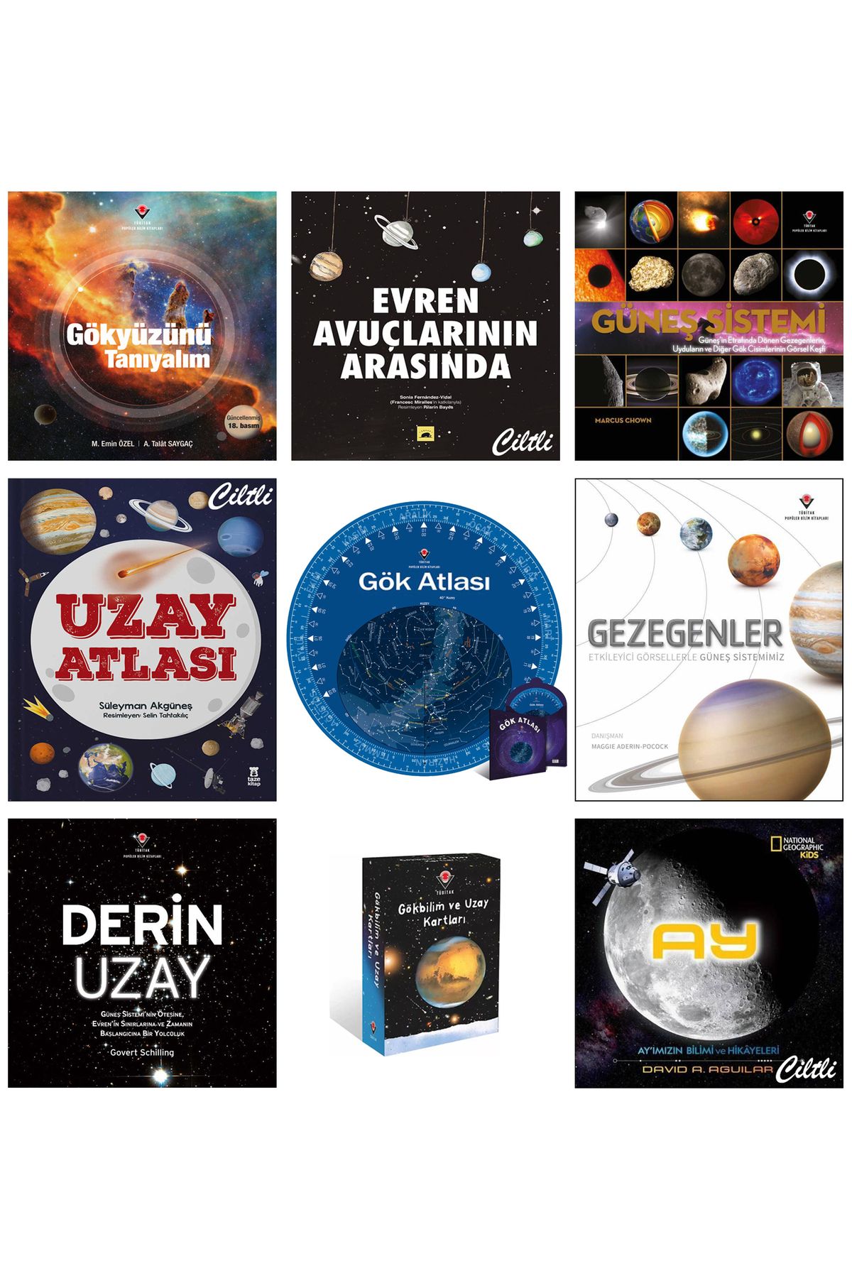 Tübitak Yayınları Gökyüzünü Tanıyalım Güneş Sistemi Derin Uzay Atlası Gezegenler Gök Atlası Gökbilim ve Uzay Kartları