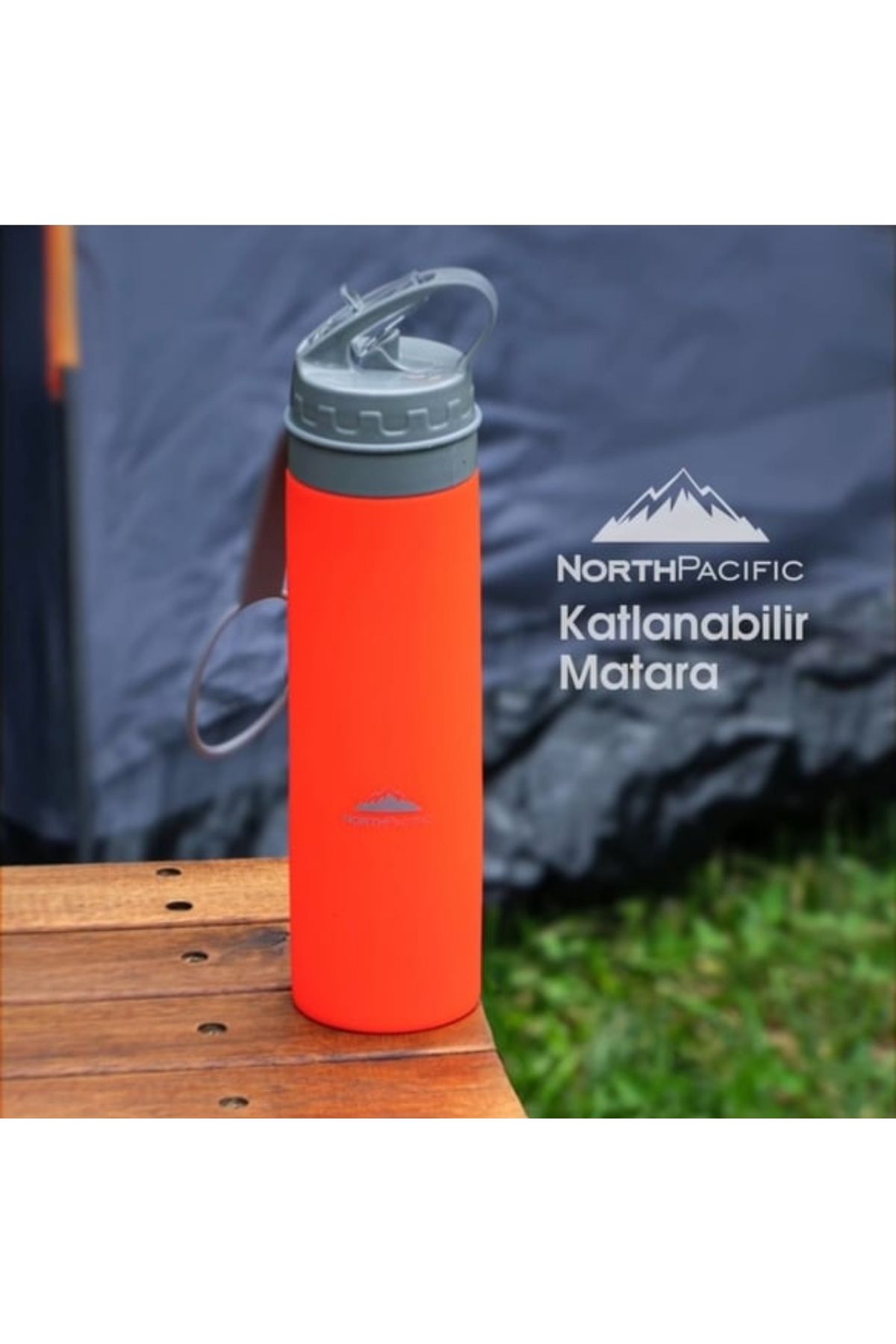 North Pacific ENZH ONLİNE MARİN Katlanabilir matara silikon + pp Turuncu 600ml.