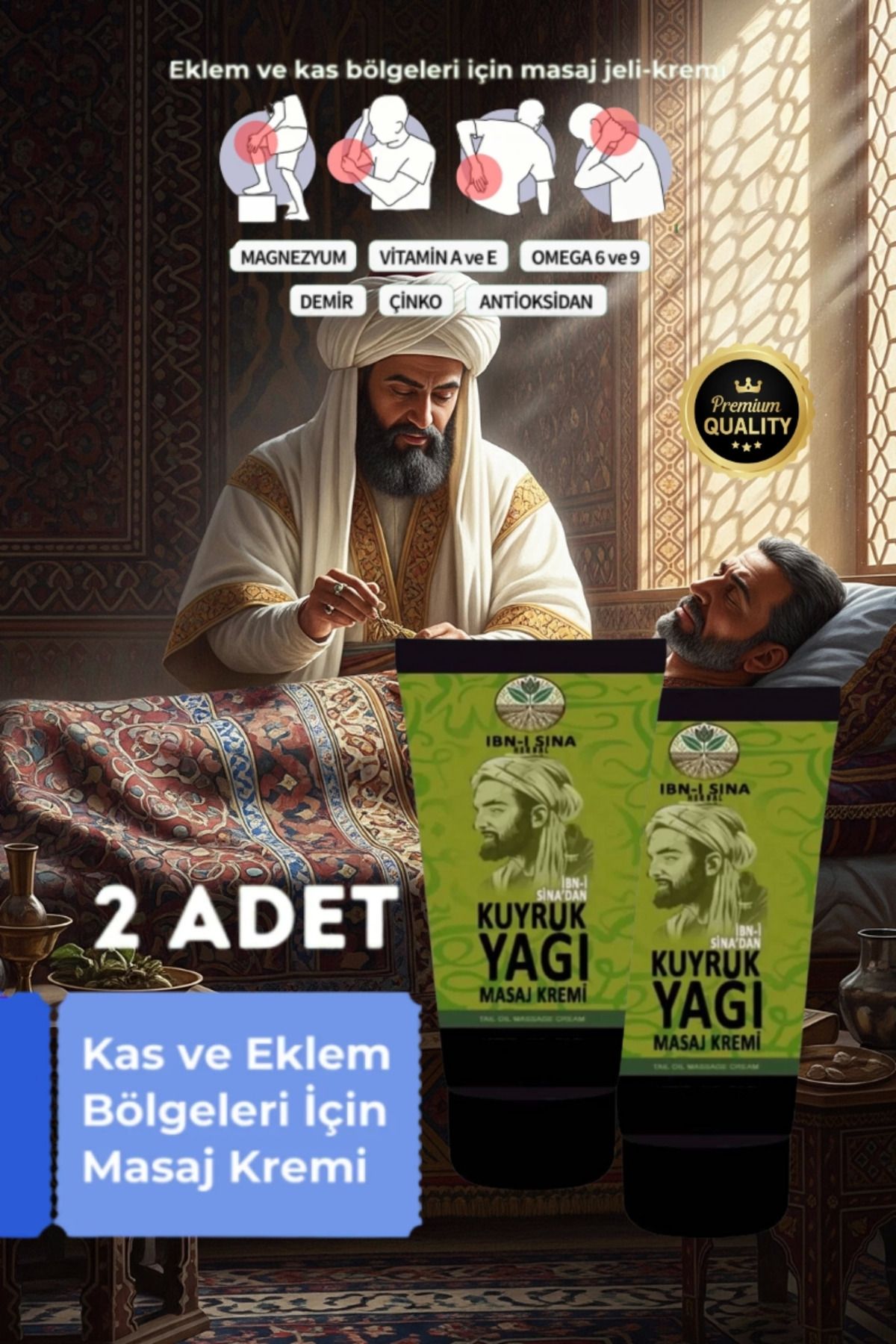 ÇAVDAR İbni Sina Kuyruk Yağı Mucizesi Vücut Diz Iskelet Agrilari Için Masaj Kremi 2'li Set