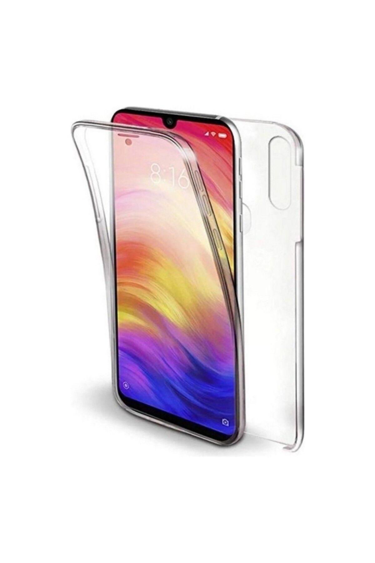 TezMax Xiaomi Redmi Note 8 Uyumlu 360° Ön Arka Tam Koruyucu Şeffaf Silikon Full Body Kılıf