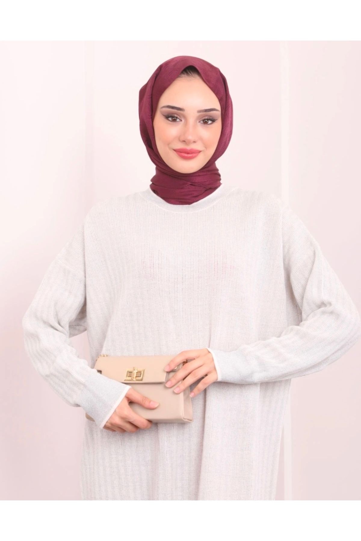 Butik Simli Çizgili Triko Elbise