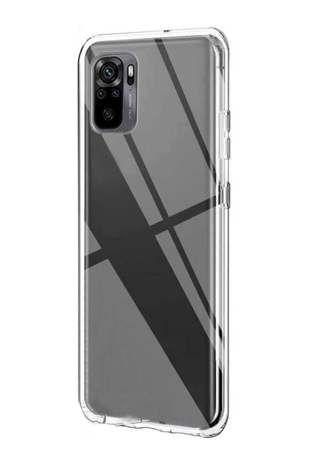 TezMax Xiaomi Redmi Note 10 Uyumlu 360° Ön Arka Tam Koruyucu Şeffaf Silikon Full Body Kılıf