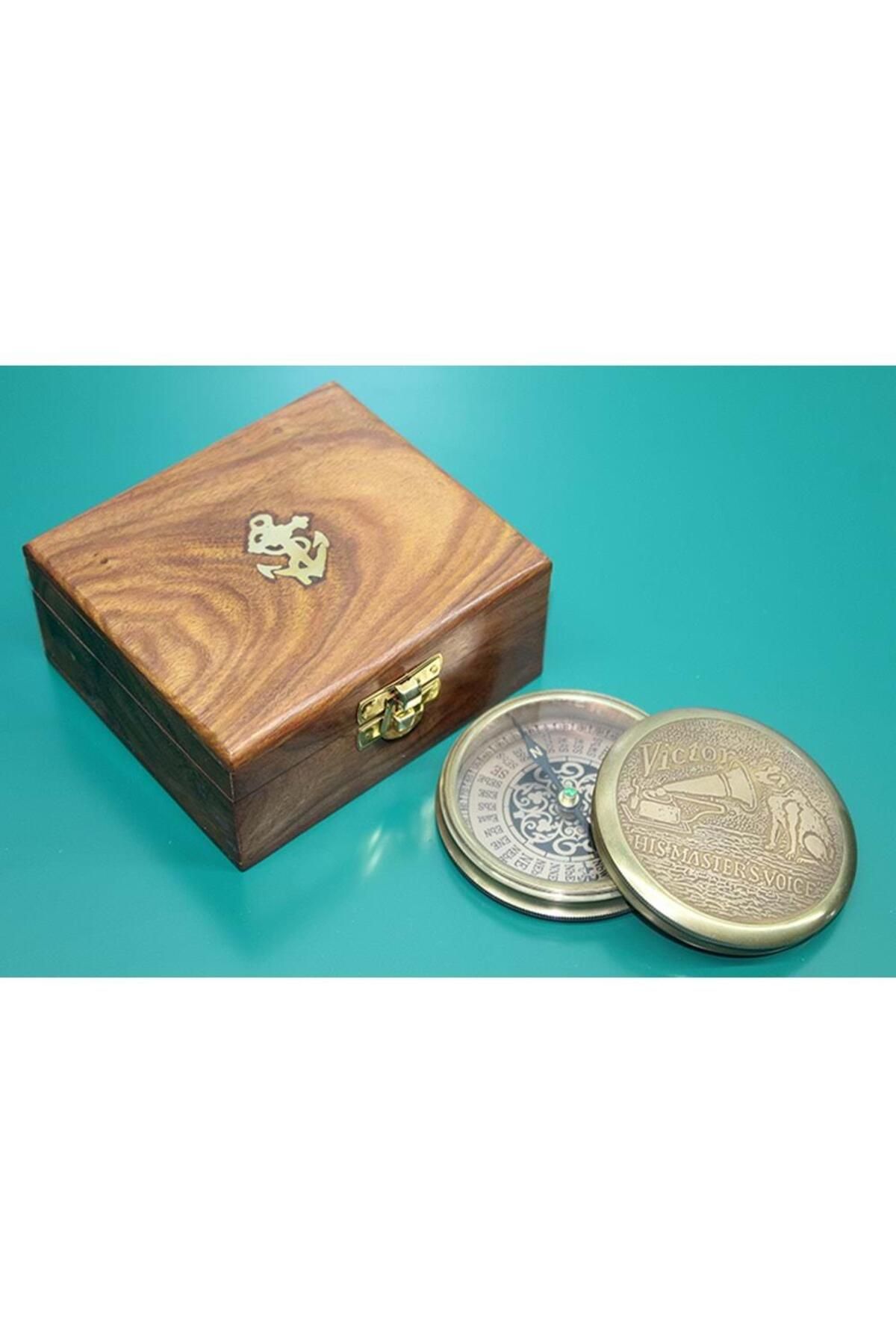 ROİSYA Ahşap Kutulu Pirinç Pusula