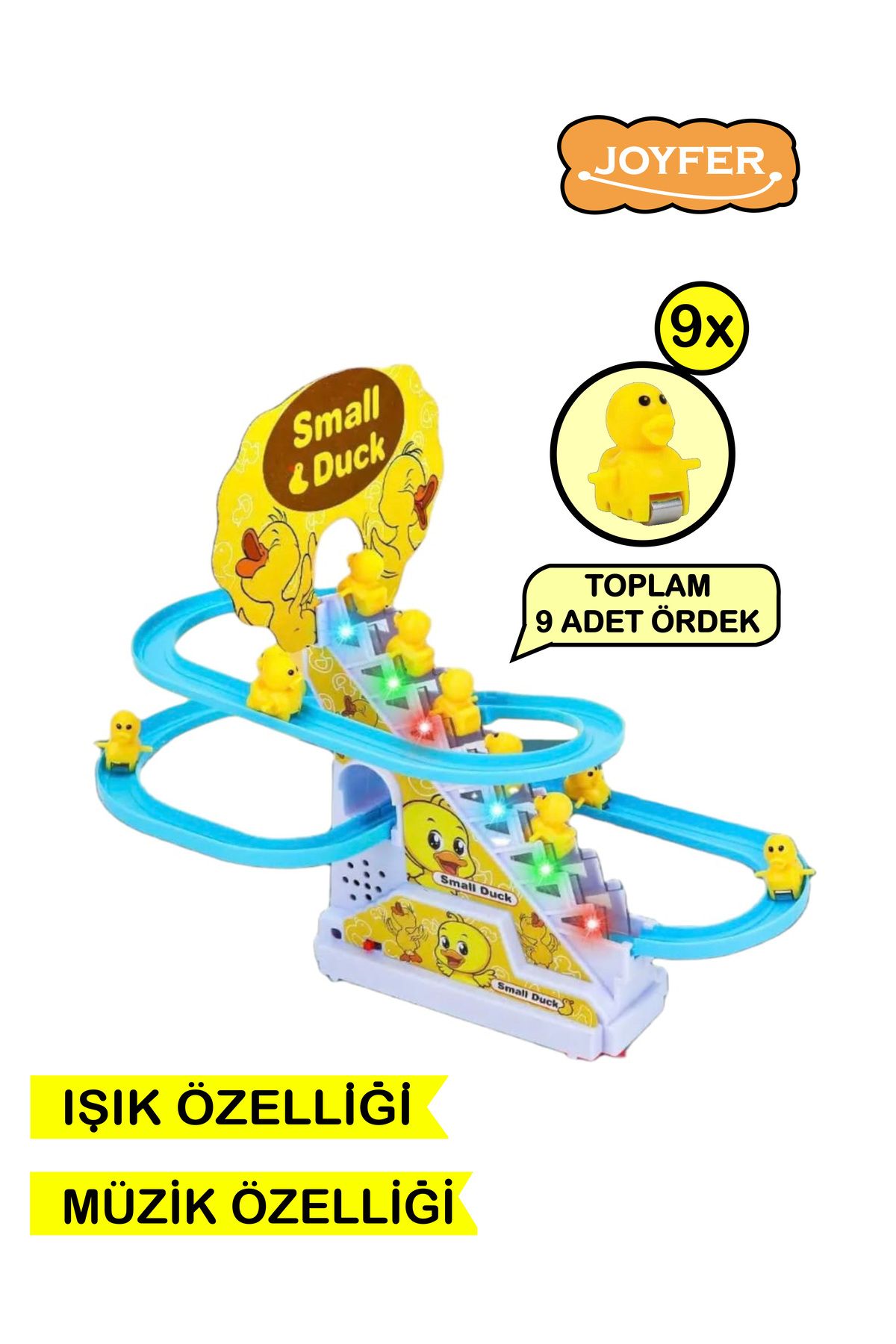 Joyfer 9 ÖRDEKLİ Dön Dolaş Ördek Oyunu Merdivenden Çıkıp Kaydıraktan Kayan Yavru Ördekler Işıklı Müzikli