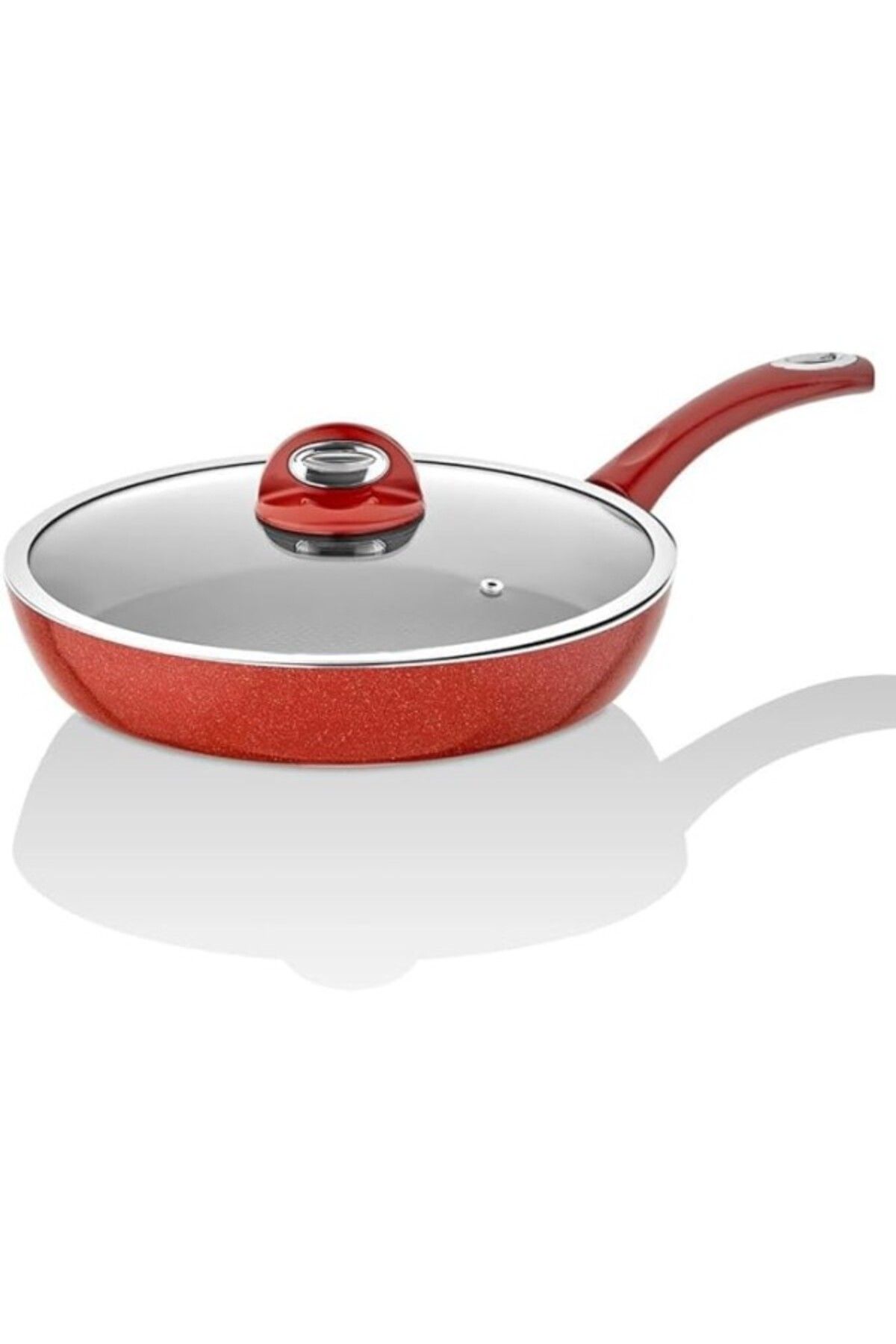ShopZum Taç Titan Granit Cam Kapaklı Tava 32 Cm - Tt-1127