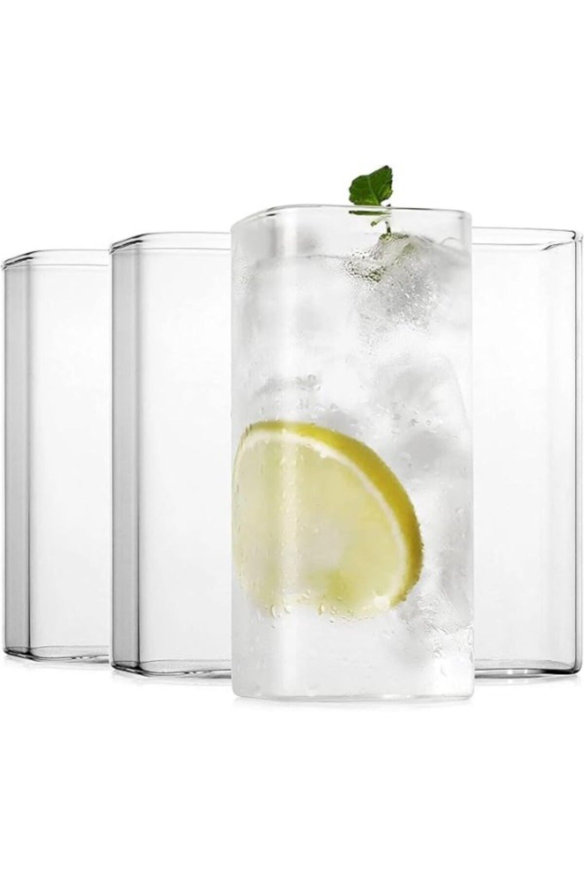 ShopZum Orret Home 6 Adet Dikdörtgen Isıya Dayanıklı Borosilikat Trend Meşrubat Bardağı 350 Ml