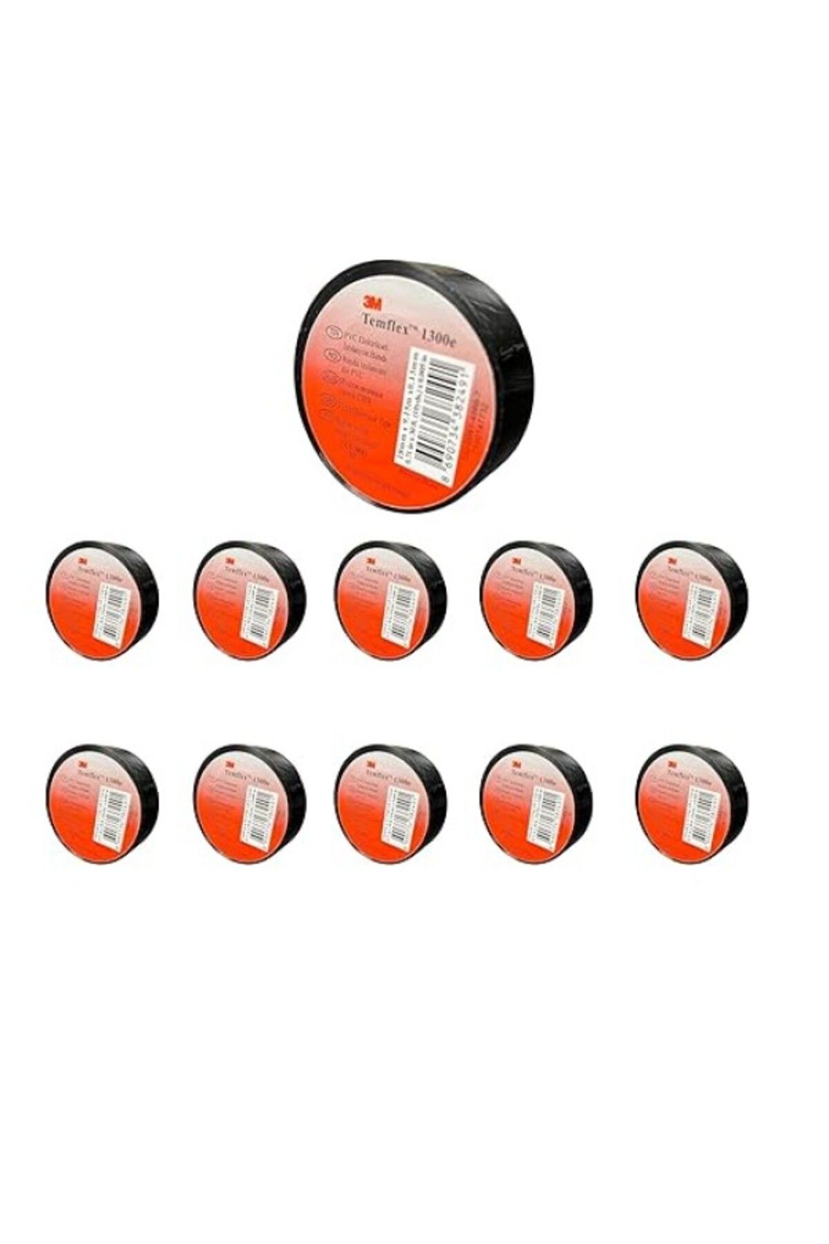 ShopZum 3M Temflex 1300E Elektrik İzolasyon Bandı Siyah – 10&Apos;Lu Paket | 18 Mm X 9,15 M | Pvc Kablo Ban