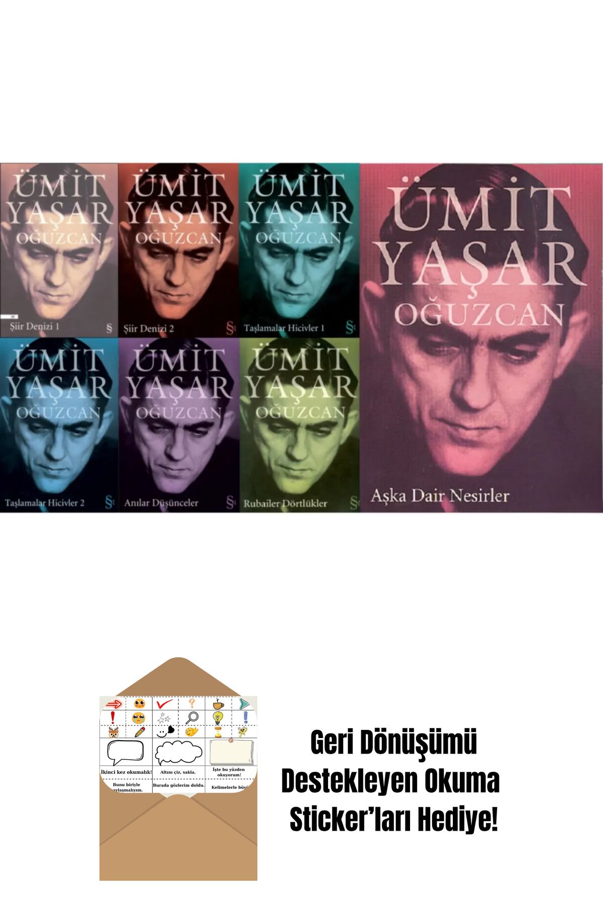 Everest Yayınları Ümit Yaşar Oğuzcan 7 Kitap Set Şiir Denizi 1-2 + Okuma Sticker'ları
