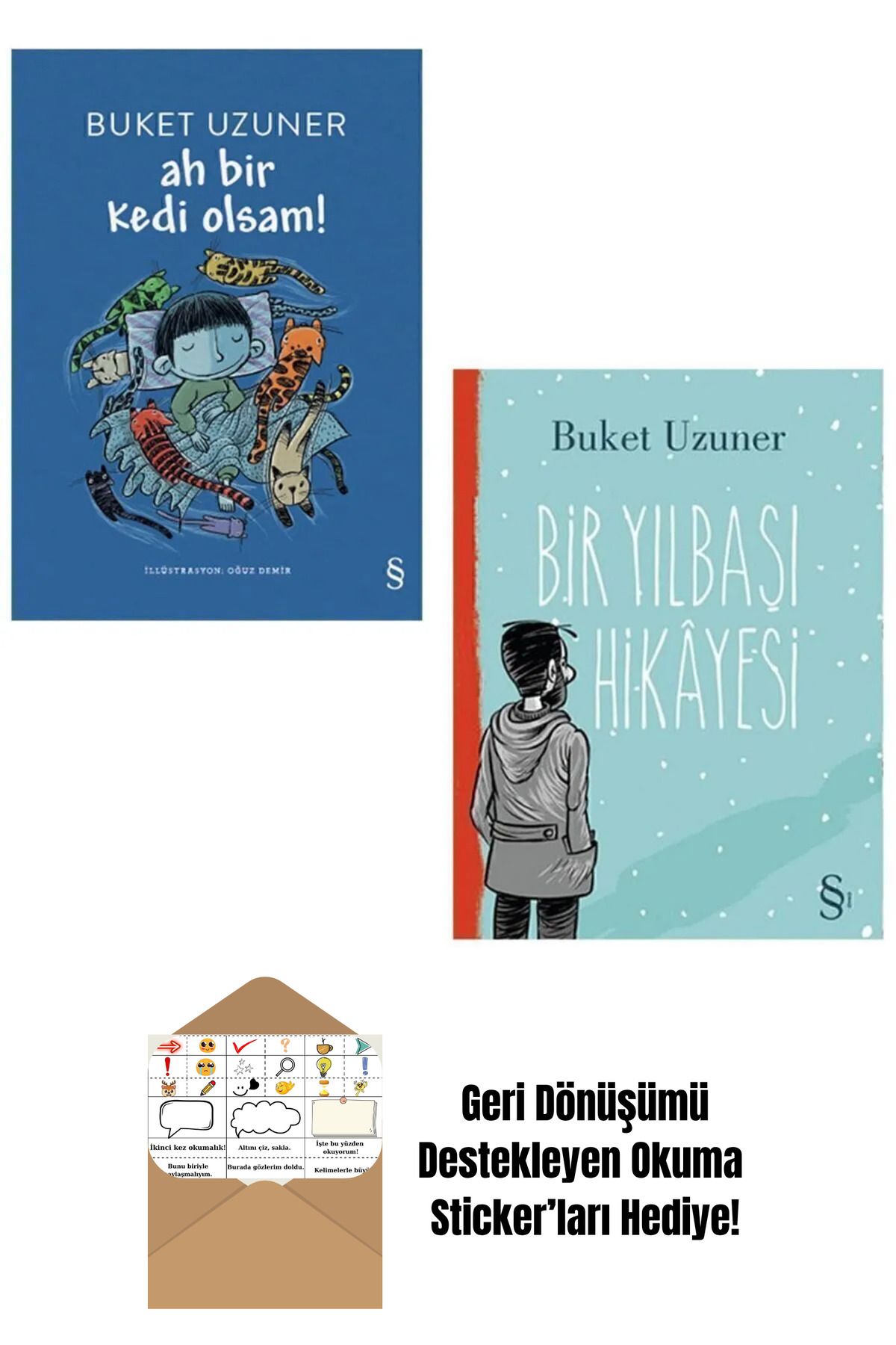 Everest Yayınları Ah Bir Kedi Olsam + Bir Yılbaşı Hikayesi 2'li Set + Okuma Sticker'ları