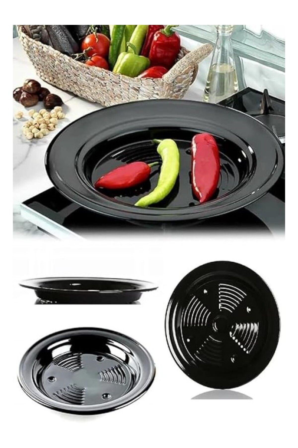 ShopZum Orret Home Közmatik Emaye Közleme Tavası Patlıcan Biber Kestane Mısır (Kestanematik)