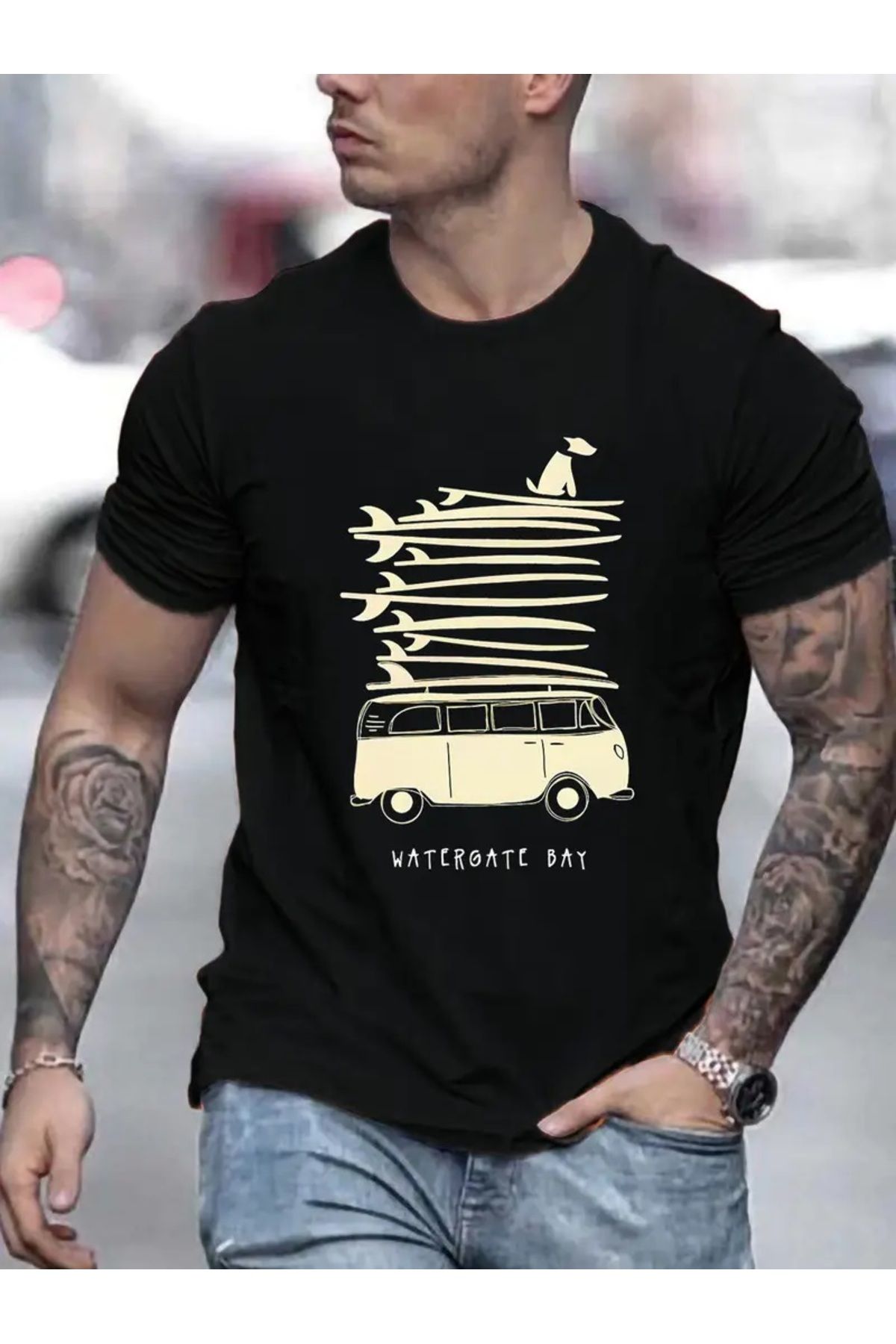 qubo sportswear & company qubo Unisex Oversize Baskılı Pamuklu Bisiklet Yaka Kısa Kollu SİYAH T-shirt