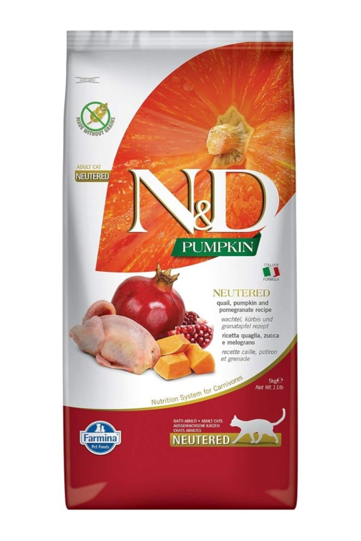 ShopZum N &Amp; D Tahılsız Bıldırcın Etli Balkabaklı Kısırlaştırılmış Maması - 5 Kg