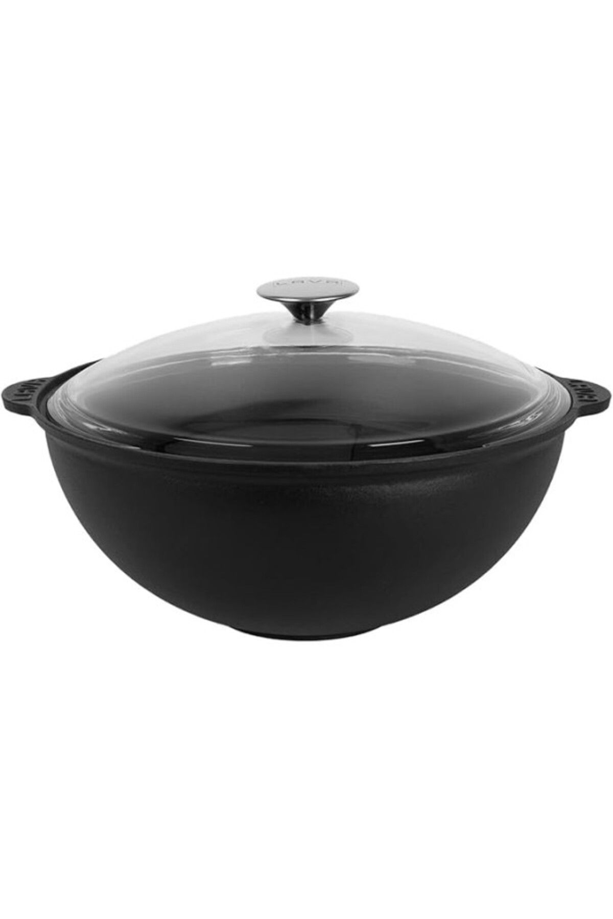 ShopZum Lava Döküm Yuvarlak Cam Kapaklı Kazan/tencere. Döküm Demir Yekpare Kulplu Çap(Ø)28 Cm.