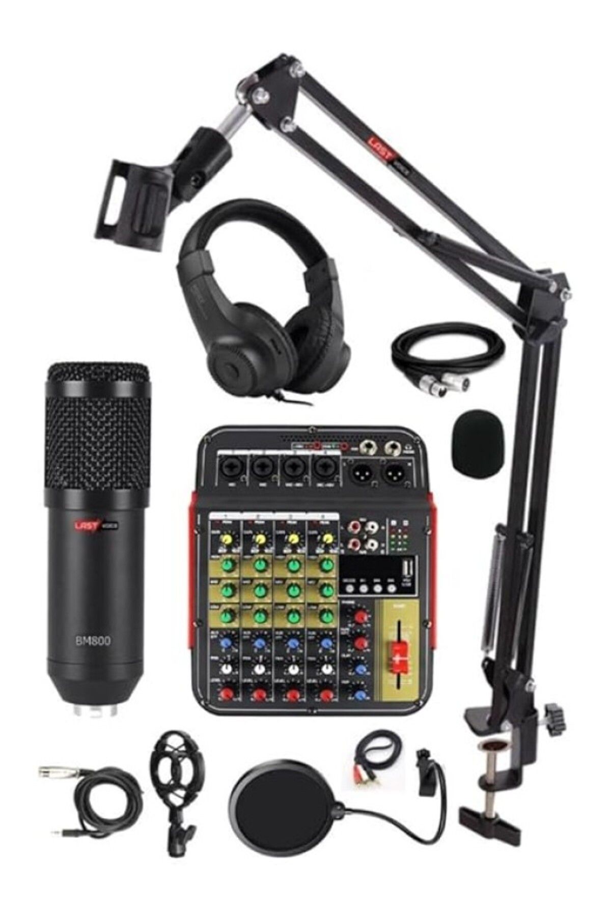 ShopZum Lastvoice Rec Paket-2 Bm800 Mikrofon Phantomlu Mikser Kulaklık Stand Filtre Set