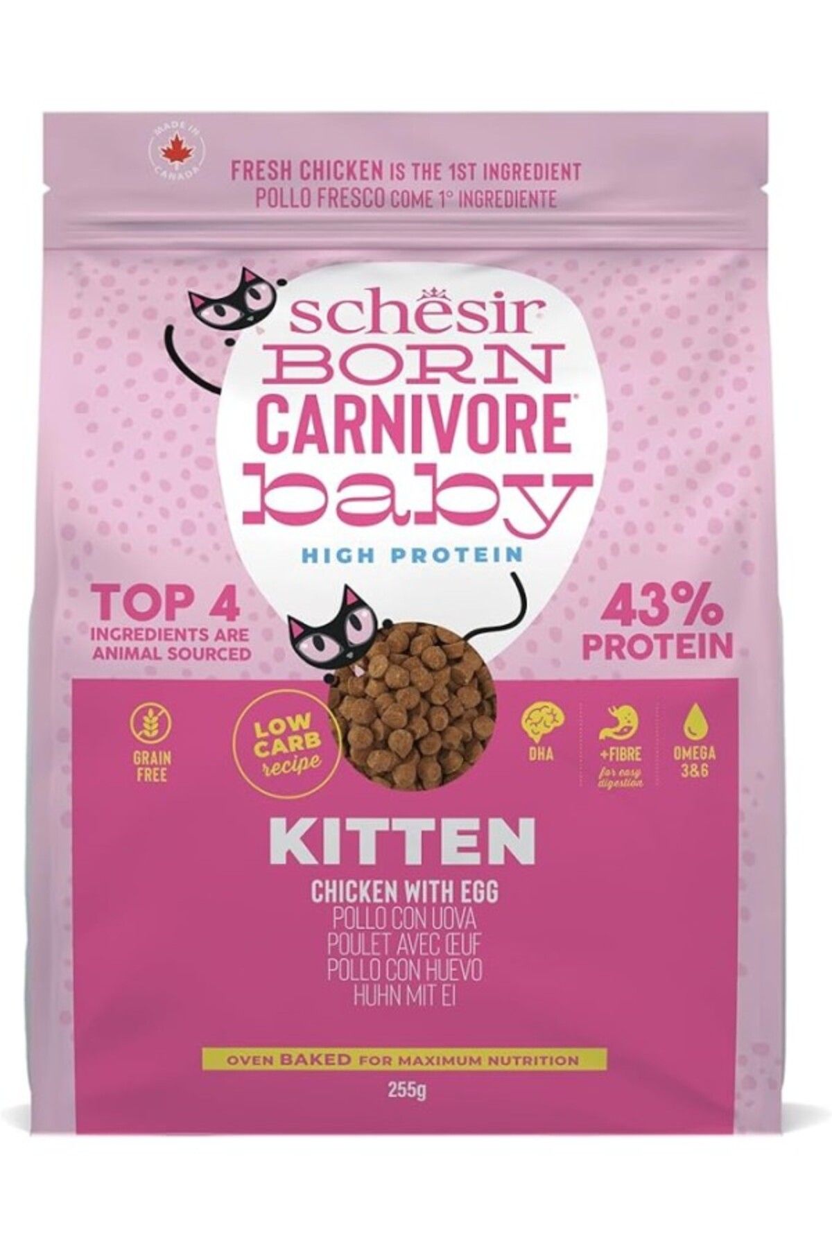 ShopZum Schesir Born Carnivore Baby Tavuklu Ve Yumurtalı Yavru Kedi Maması 255g