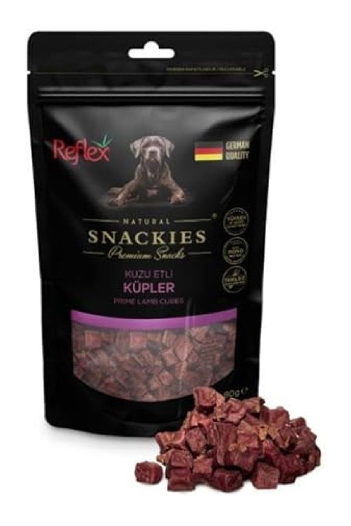 ShopZum Reflex Snackies Kuzu Küp Kurutulmuş Et Köpek Ödülü 80gr