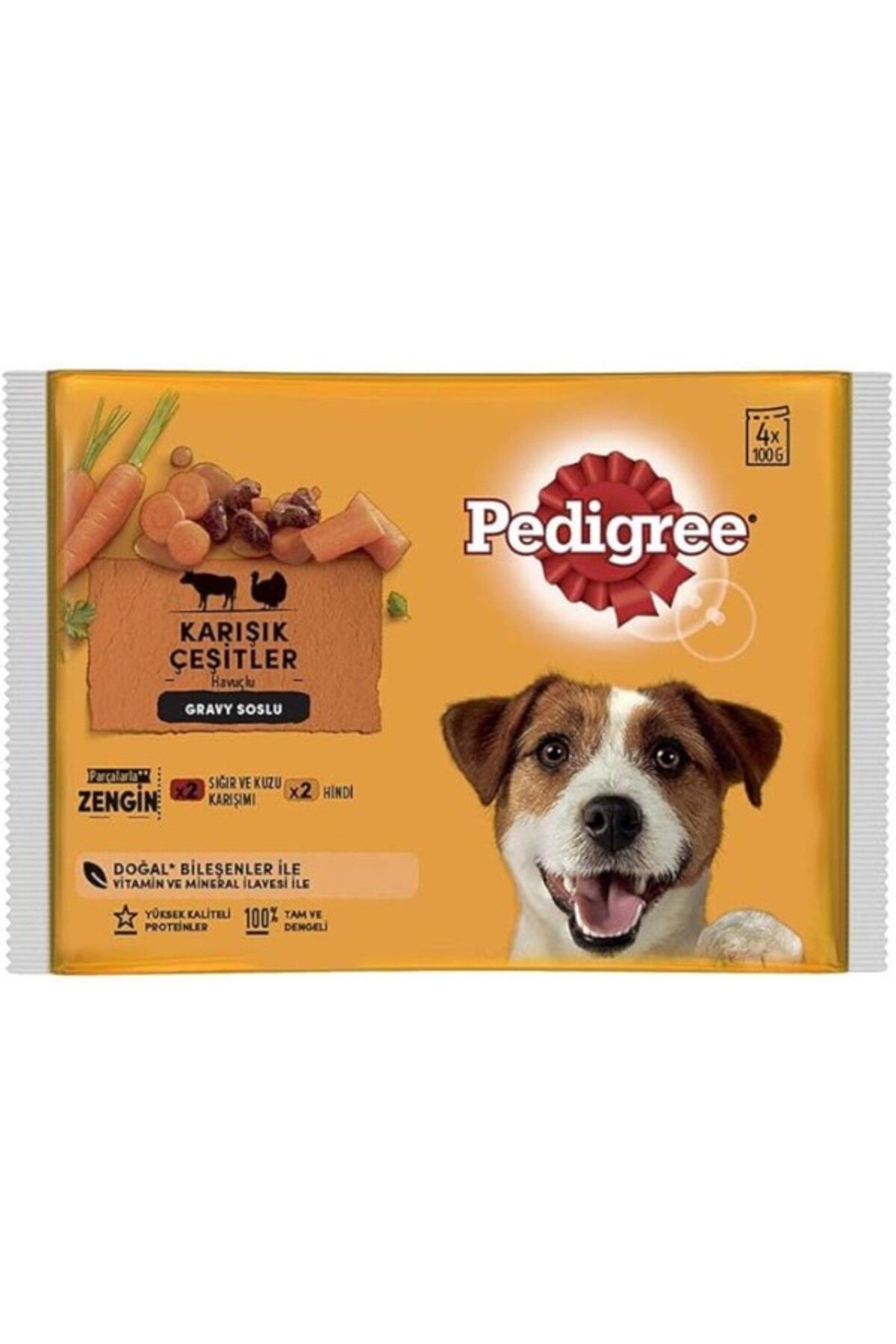 ShopZum Pedigree Küçük Köpek Etli Seçenekleri 4&Apos;Lü Poşet Paket Yaş Mama, 400 Gram