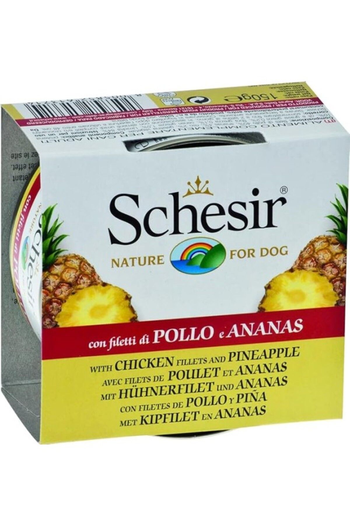 ShopZum Schesir Yetişkin Köpek Konservesi 150 Gr Tavuk Etli + Ananas
