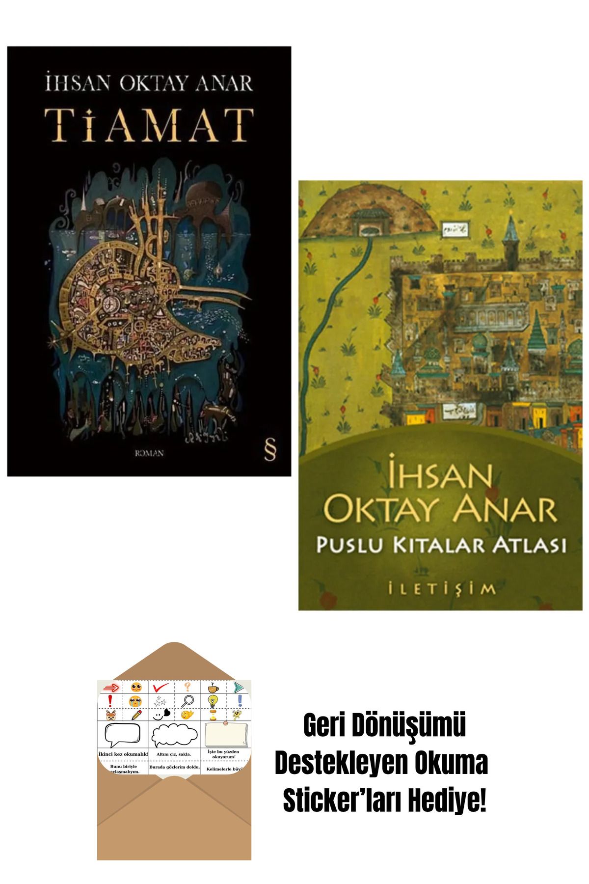 Everest Yayınları İhsan Oktay Anar 2 Kitap Set / Tiamat - Puslu Kıtalar Atlası + Okuma Sticker'ları