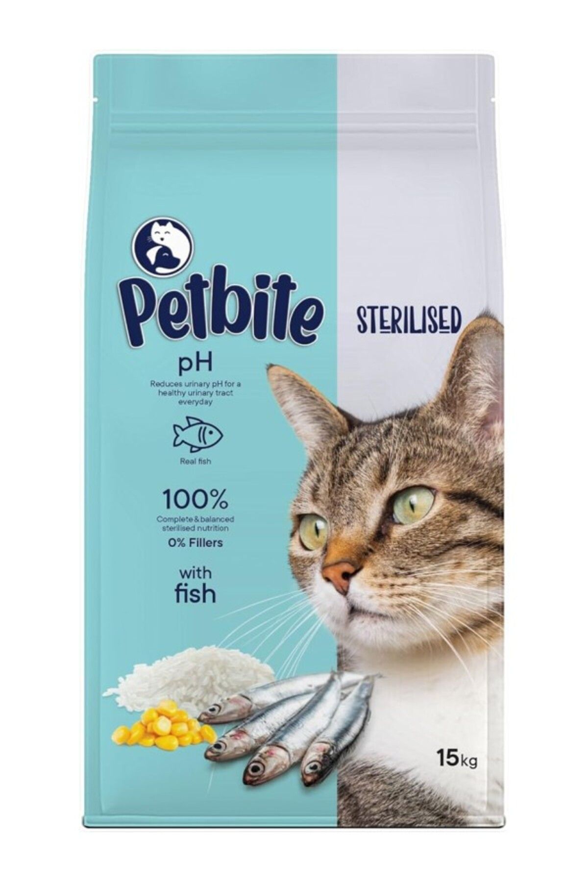 ShopZum Petbite Kısırlaştırılmış Yetişkin Kediler Için Balık Etli Kuru Kedi Maması (15 KG, BALIK)