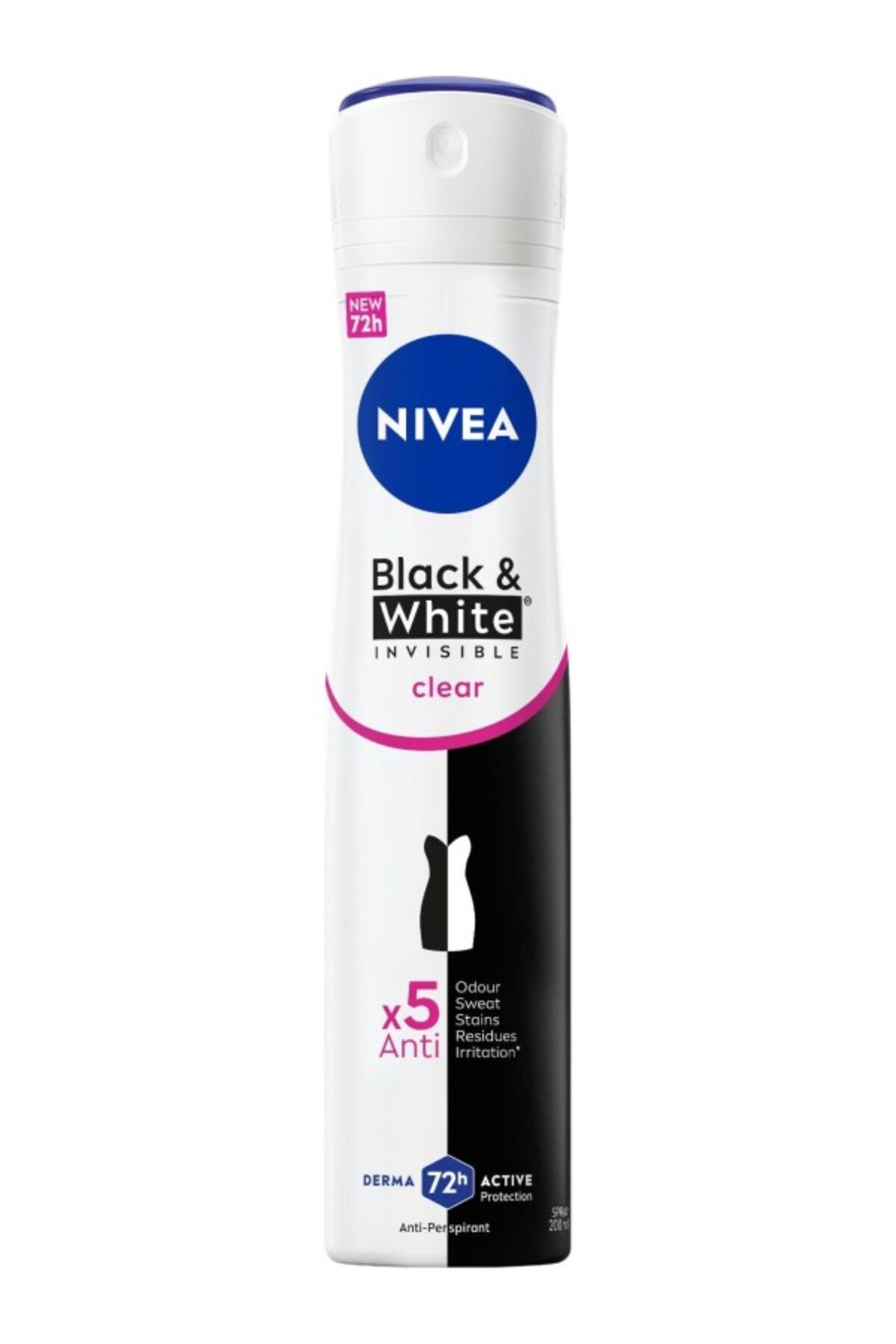 ShopZum Kadın Sprey Deodorant Black&Amp;White Invisible Clear 200 Ml, 72 Saat Anti-Perspirant Koruma