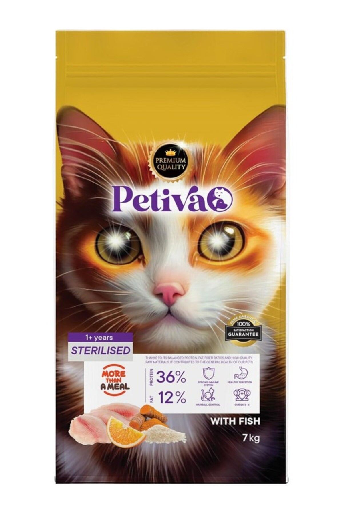 ShopZum Petiva Kısırlaştırılmış Yetişkin Kediler Için Balık Etli Kuru Kedi Maması (7 KG, BALIK)