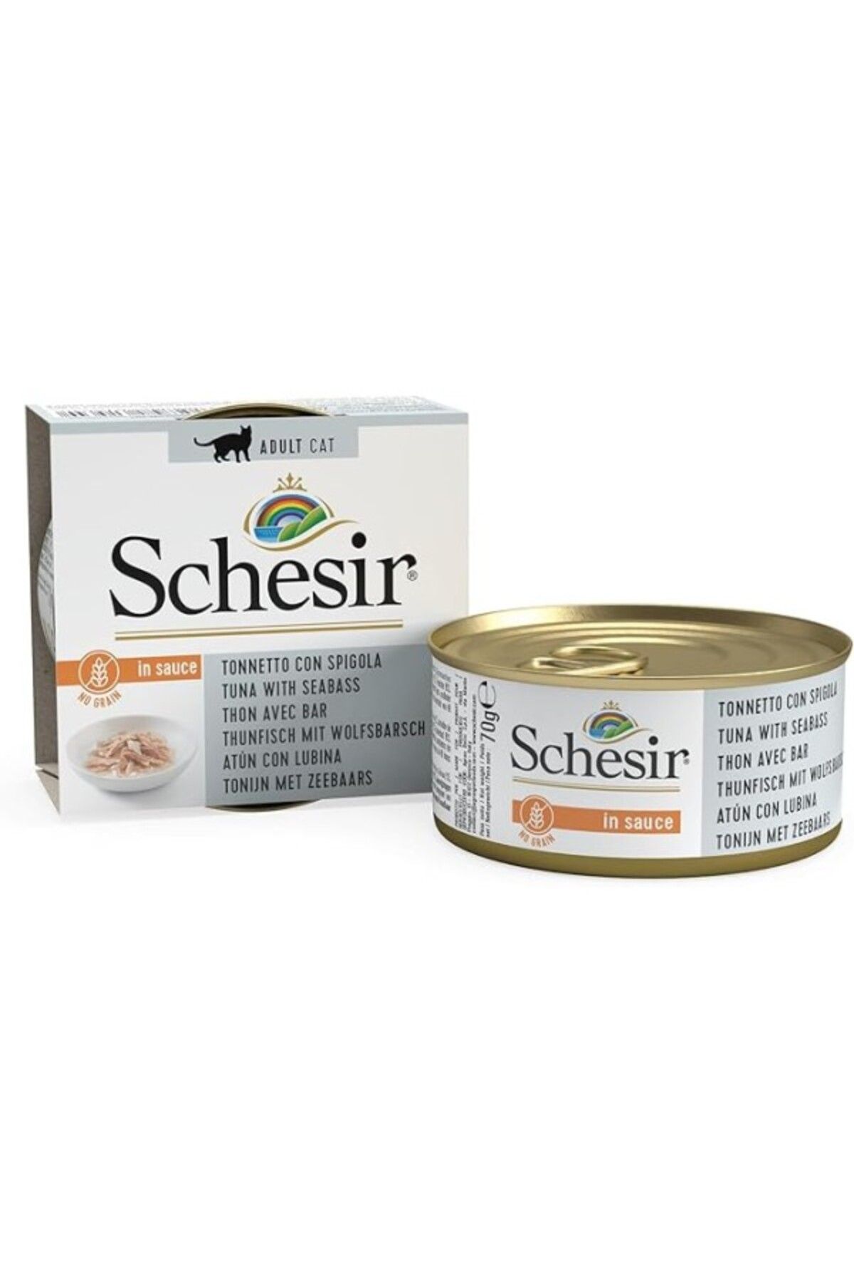ShopZum Schesir Yetişkin Kedi Konservesi 70 gr Ton Balıklı Levrek Etli