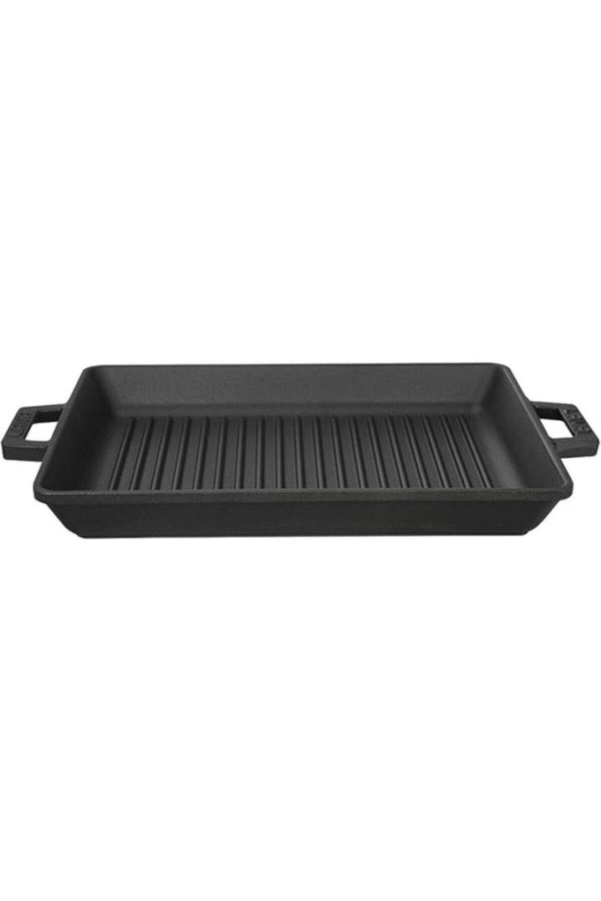 ShopZum Lava Metal Kulplu Döküm Izgara Tava, 26x32 Cm, Siyah