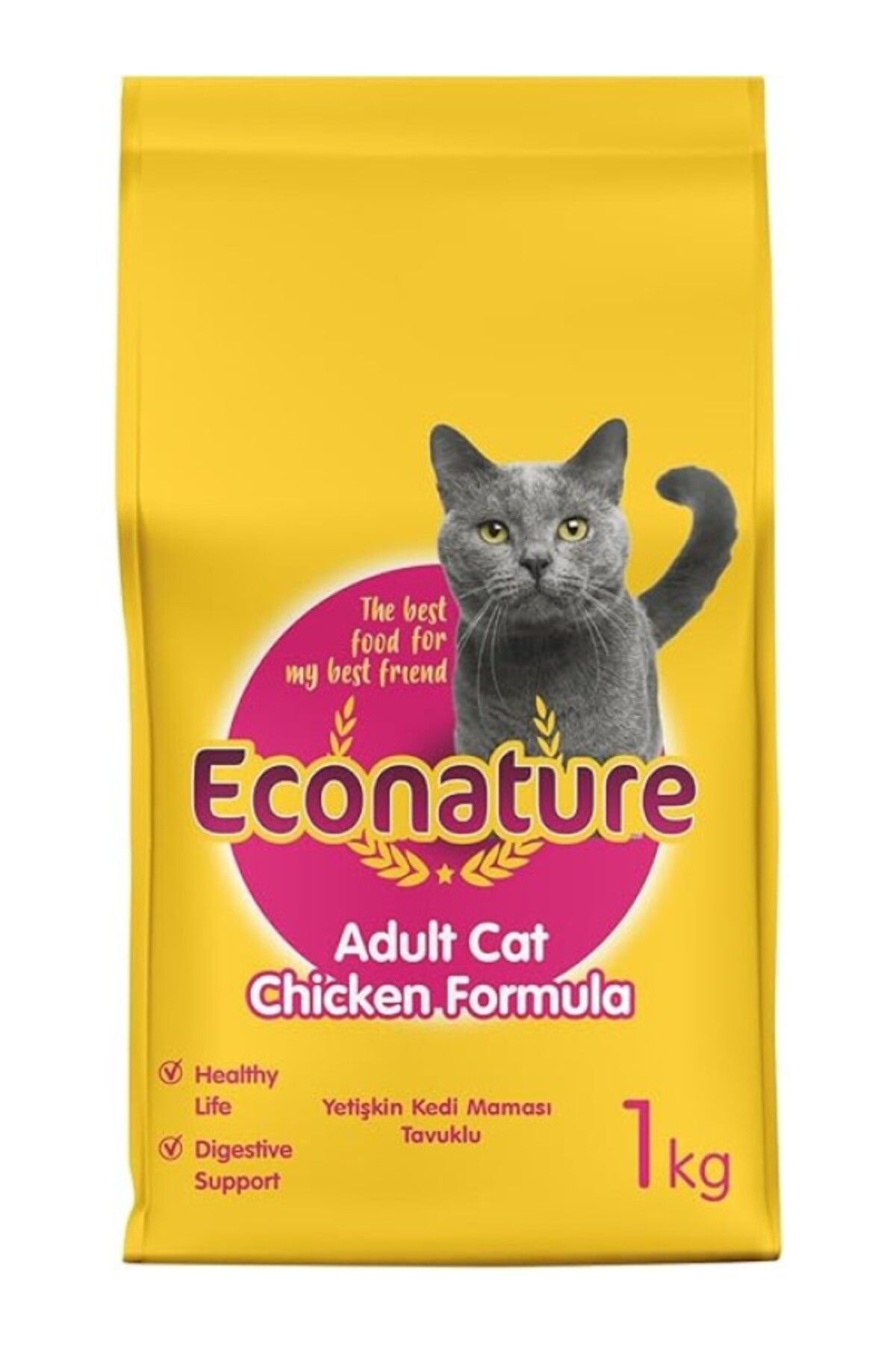 ShopZum Econature Yetişkin Kedi Mamasi Tavuklu 1 Kg Sari Ambalaj