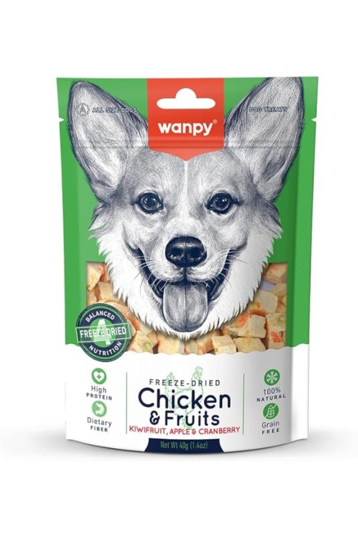 ShopZum Wanpy Köpek Dondurularak Kurutulmuş Tavuk &Amp; Meyve, 40 Gram